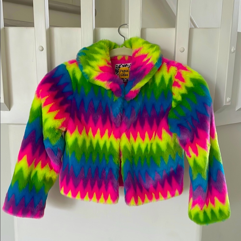Colorful Zigzag Kids Jacket fur coat